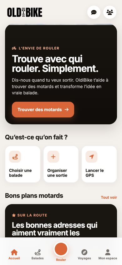 Nouvel écran d'accueil OldiBike