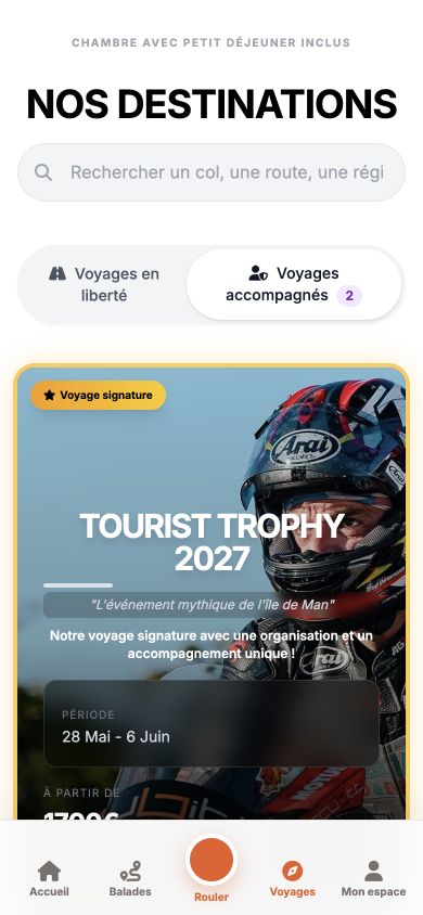 Catalogue actuel des voyages moto