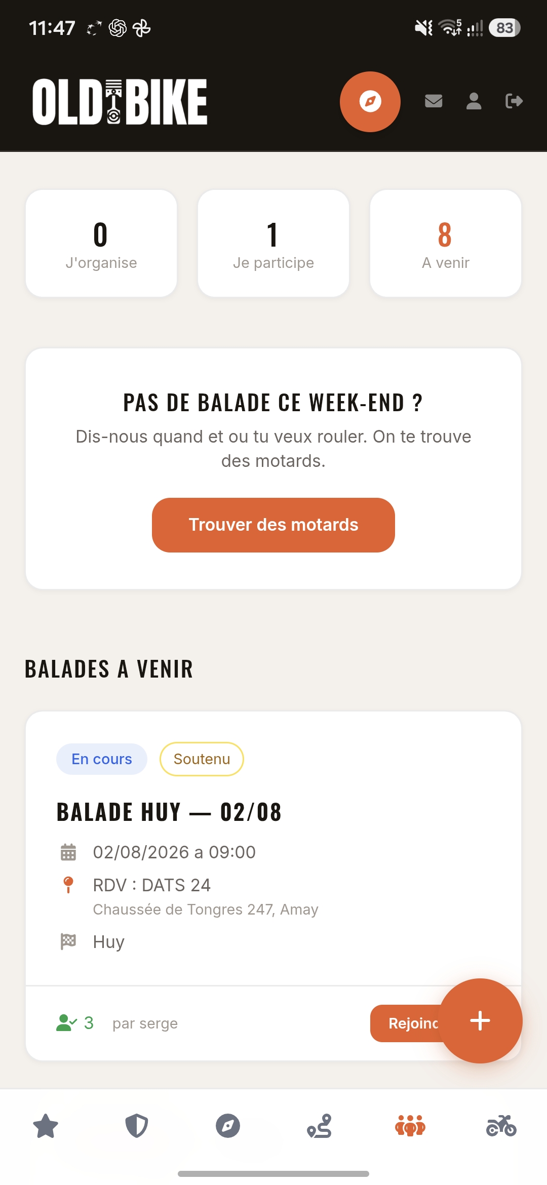 Balades à venir et recherche de motards dans OldiBike